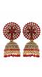 Gold-Plated Light Red Kundan & Pearl Jhumka Earrings RAE1612