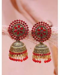 Buy Online Crunchy Fashion Earring Jewelry Traditional Gold plated  Floral White kundan Earring With Pearls RAE0948 Jewellery RAE0948