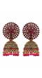 Gold-Plated Pink  Kundan & Pearl Jhumka Earrings RAE1613