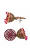 Gold-Plated Pink  Kundan & Pearl Jhumka Earrings RAE1613