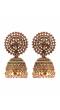 Gold-Plated Light Pink  Kundan & Pearl Jhumka Earrings RAE1614