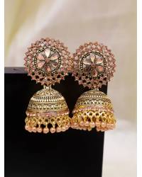 Buy Online Royal Bling Earring Jewelry Gold Plated Black Royal Kundan Peacock Jhumka Earrings RAE0951 Jewellery RAE0951