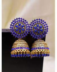 Buy Online Royal Bling Earring Jewelry Gold-Plated Kundan Dangler Grey Color ChandBali Jhumka Earrings RAE1466 Jewellery RAE1466
