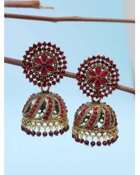 Buy Online Royal Bling Earring Jewelry Gold Plated Round Shape Jali Style White Earrings RAE0964 Jewellery RAE0964