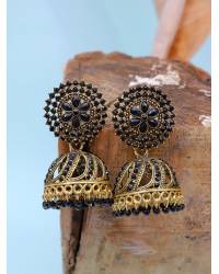 Buy Online Royal Bling Earring Jewelry Crystal Studded Oxidized Silver Jhumka Earrings for Women Jewellery CFE1707