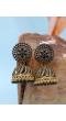 Ethnic Gold-Plated Black Pearl & Stone Studded Jhumki Earrings RAE1621