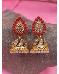 Buy Online Royal Bling Earring Jewelry Kundan Meenakari Jhumki Gold-plated Red Long Jhumka Earrings RAE1329 Jewellery RAE1329