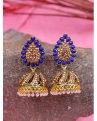 Buy Online  Earring Jewelry Gold-Plated Leaf Meenakari Jhumka Pink Stone Earrings RAE1317 Jhumki RAE1317