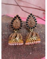 Buy Online Royal Bling Earring Jewelry Gold-Plated Meenakrari Multicolor Hoop Earring With White Pearls RAE1335 Jewellery RAE1335