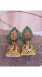 Traditional Green Beads and Stone Gold Plated Jhumki Earrings RAE1627