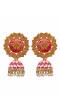 Traditional Golden Red Meenakari Floral Kundan Jhumki Earrings RAE1632