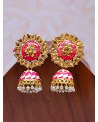 Buy Online Royal Bling Earring Jewelry Gold plated Kundan Flower Meenakari Blue Hoop Jhumka  Earrings  With White Pearl Earrings RAE0860 Jewellery RAE0860