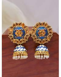Buy Online Royal Bling Earring Jewelry Baby Pink Floral Meenakari Jhumka Earrings for Women Jewellery RAE2454