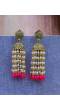 Punjabi Traditional  Gold Finished Pink Pearl  Jhumki Style Earrings RAE1642