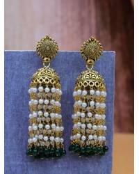 Buy Online Crunchy Fashion Earring Jewelry Traditional Blue Beads and Stone Gold Plated Jhumki Earrings RAE1625 Jewellery RAE1625