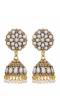 Crunchy Fashion Ethnic Gold-Plated White Round Floral Earrings RAE1647