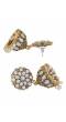 Crunchy Fashion Ethnic Gold-Plated White Round Floral Earrings RAE1647