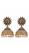 Gold-Plated Round Shape JStone & Pearl Work Jhumki Earrings RAE1648