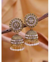 Buy Online Crunchy Fashion Earring Jewelry Crunchy Fashion Gold-Plated Sky Blue Kundan & Pearl Errings Tika RAE2151 Earrings RAE2151