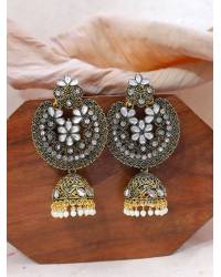 Buy Online Royal Bling Earring Jewelry Crunchy Fashion Stone Studded Grey & Yellow Peacock Jhumki Earrings RAE13193 Earrings RAE2193