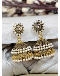 Buy Online Crunchy Fashion Earring Jewelry Crunchy Fashion Gold-Plated Grey Kundan & Pearl Errings Tika RAE2150 Earrings RAE2150