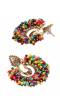Gold Traditional chandbali Style White Multicolor Pearls Earrings  RAE1660