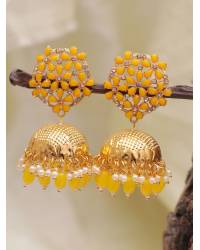 Buy Online Crunchy Fashion Earring Jewelry Indian Ethnic Hand Crafted Meenakari Lotus Sky Blue Chandbali Earring Set RAE0898 Jewellery RAE0898