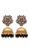 Traditional Black Floral Golden Jhumki Earrings RAE1683