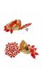 Traditional Red Floral Golden Jhumki Earrings RAE1684