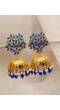 Traditional Blue Floral Golden Jhumki Earrings RAE1686