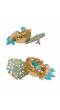 Traditional Sky Blue Floral Golden Jhumki Earrings RAE1687