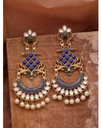 Buy Online Crunchy Fashion Earring Jewelry Pink-MInt Green Silver Oxidized Open Ring Jewellery CFR0553