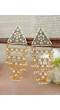 Crunchy Fashion Traditional Gold-Plated Triangle Pearl Grey Pasa Earings RAE1708
