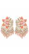 Crunchy Fashion Gold-Plated Lotus Floral stud  peach Meenakari & Pearl Earrings RAE1718