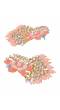 Crunchy Fashion Gold-Plated Lotus Floral stud  peach Meenakari & Pearl Earrings RAE1718