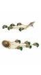 Retro Gold Jhumka Dark- Green Beads Long Chain Tassel Hangers Earrings RAE1787