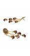 Retro Gold Jhumka Maroon Beads Long Chain Tassel Hangers Earrings RAE1788
