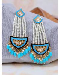 Buy Online Royal Bling Earring Jewelry Gold-Plated SeaGreen Kundan Heavy Earrings With Pearls RAE0852 Jewellery RAE0852