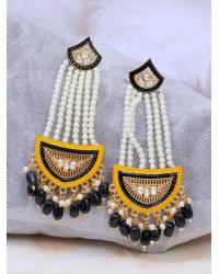 Buy Online Royal Bling Earring Jewelry Crunchy Fashion Gold-Tone Lotus Motif Faux Yellow  Pearls Earrings RAE2305 Drops & Danglers RAE2305