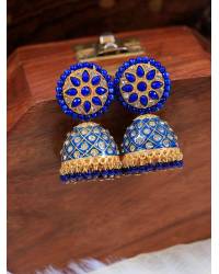 Buy Online Royal Bling Earring Jewelry Classic Meenakari Grey Double Layer Gold Plated Black Dangler Earrings RAE1519 Jewellery RAE1519