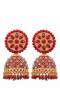 Gold-Plated Bollywood Indian Traditional Red HandPainted Meenakari Jhumka RAE1845