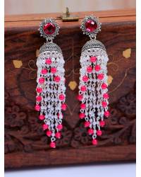 Buy Online Crunchy Fashion Earring Jewelry Meenakari Pink Kundan Round Earrings RAE1389 Jewellery RAE1389