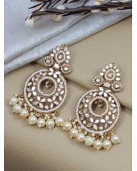 Buy Online Royal Bling Earring Jewelry Traditional Gold-Plated Light Pink Meenakari Layered Jhumki Pearl Earrings RAE1136 Jewellery RAE1136