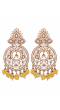 Gold-Plated  Kundan Mirror & Yellow Pearl Dangler  Earring RAE1862