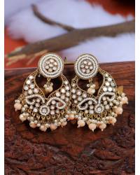 Buy Online Crunchy Fashion Earring Jewelry Punjabi Traditional  Gold Finished Yellow Pearl  Jhumki Style Earrings RAE1641 Jewellery RAE1641
