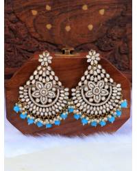 Buy Online Royal Bling Earring Jewelry Oxidized Silver Blue Chandwali Dangler With White Pearl Earring RAE0755  Jewellery RAE0755