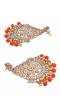  Embelished Gold-Plated Mastani Mirror Design Red Pearls Big Dangler Earrings RAE1868