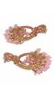Gold-Plated Kundan Stone Dangler Pink Pearl Studs Earring RAE1870