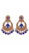 Gold-Plated Kundan Stone Dangler Blue Pearl Studs Earring RAE1871