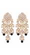 Gold-Plated Kundan Dangler Tassel White & Black Pearl Earrings RAE1873